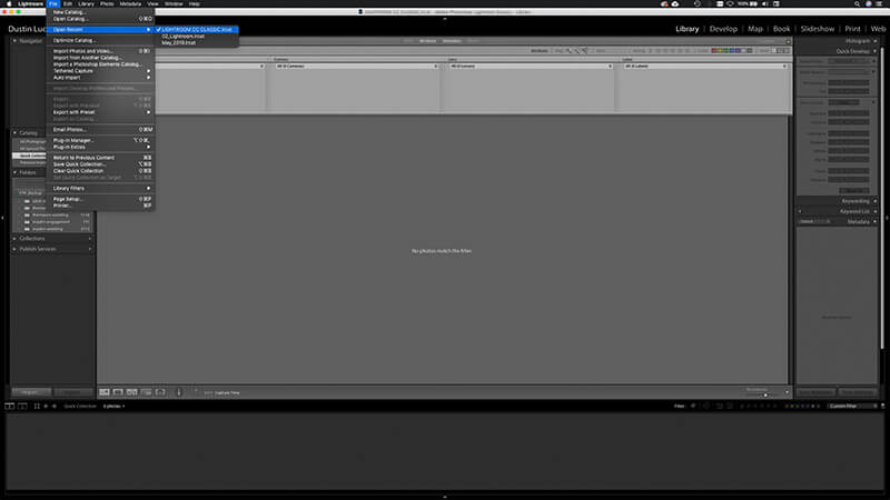 Open your Lightroom Catalog